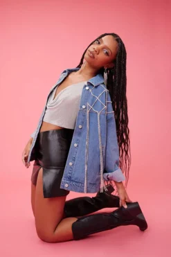 Rhinestone Fringe Denim Jacket