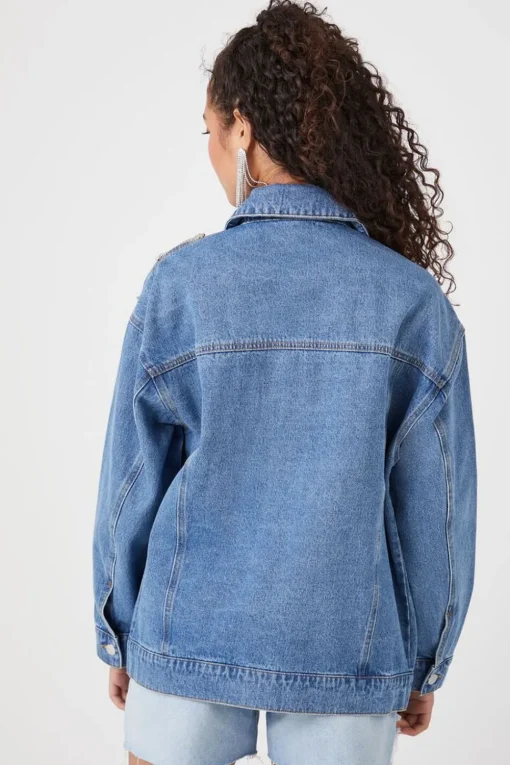 Rhinestone Fringe Denim Jacket
