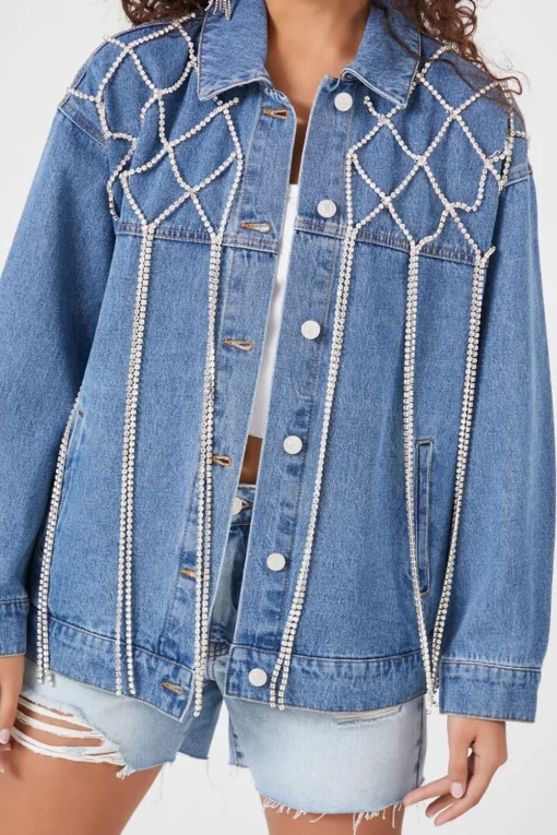 Rhinestone Fringe Denim Jacket