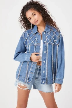 Rhinestone Fringe Denim Jacket
