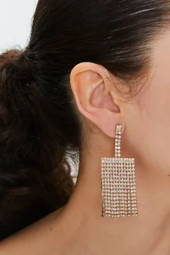 Rhinestone Fringe Drop Earrings