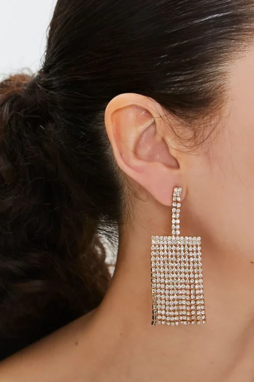 Rhinestone Fringe Drop Earrings