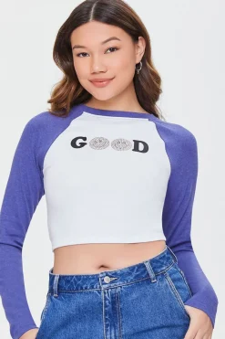 Rhinestone Good Graphic Baseball Tee