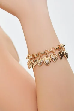 Rhinestone Heart Charm Bracelet