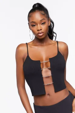 Rhinestone Heart Ladder Cutout Cami