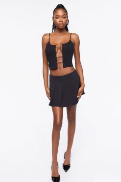 Rhinestone Heart Ladder Cutout Cami