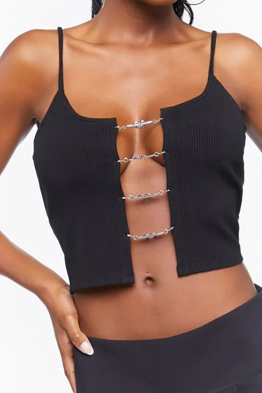 Rhinestone Heart Ladder Cutout Cami