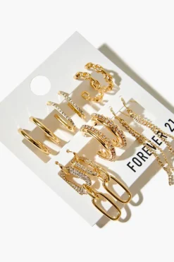 Rhinestone Hoop Earring Set