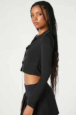 Rhinestone Lace-Up Crop Top