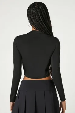Rhinestone Lace-Up Crop Top