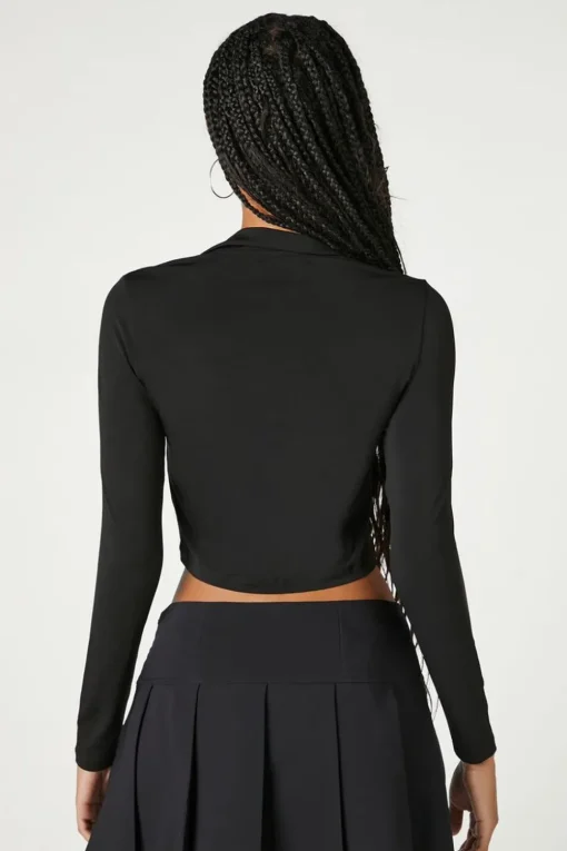 Rhinestone Lace-Up Crop Top