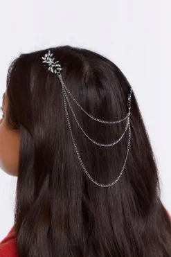 Rhinestone Leaf Layered Head Chain
