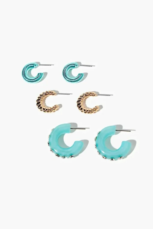 Rhinestone Open-End Hoop Earrings