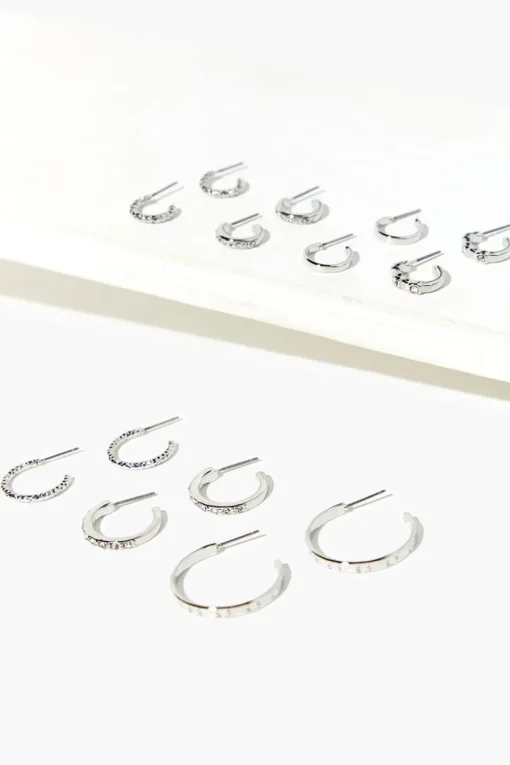 Rhinestone Open-End Hoop Earrings