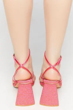 Rhinestone Open-Toe Flare Heels