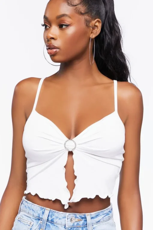 Rhinestone O-Ring Cropped Cami