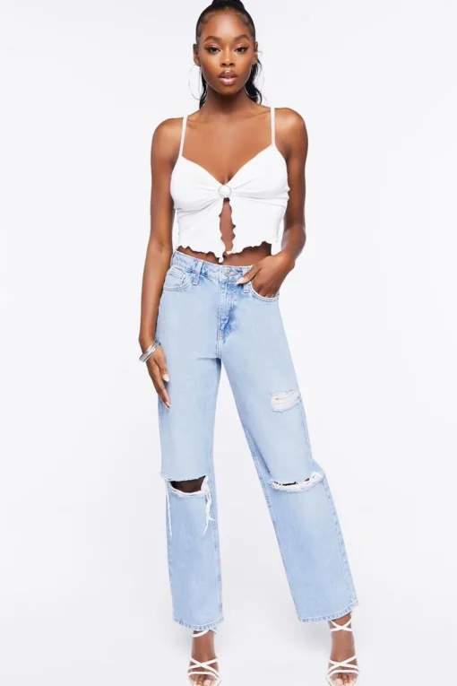 Rhinestone O-Ring Cropped Cami