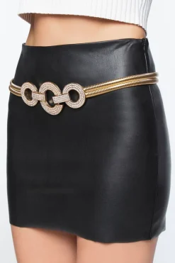 Rhinestone O-Ring Snake Chain Belt