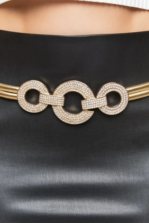 Rhinestone O-Ring Snake Chain Belt
