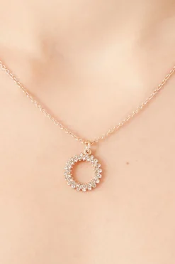 Rhinestone Ring Pendant Necklace