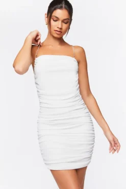 Rhinestone Ruched Mini Dress