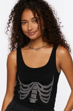 Rhinestone Skeleton Tank Top