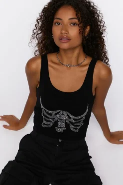 Rhinestone Skeleton Tank Top