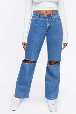 Rhinestone Split-Knee 90S-Fit Jeans