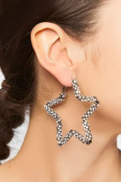 Rhinestone Star Statement Hoop Earrings
