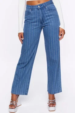 Rhinestone-Striped 90S-Fit Jeans