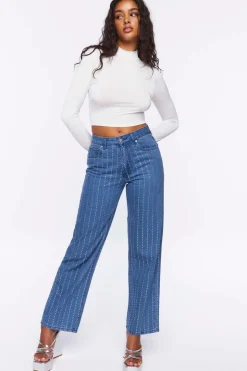 Rhinestone-Striped 90S-Fit Jeans