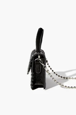 Rhinestone-Studded Mini Crossbody Bag