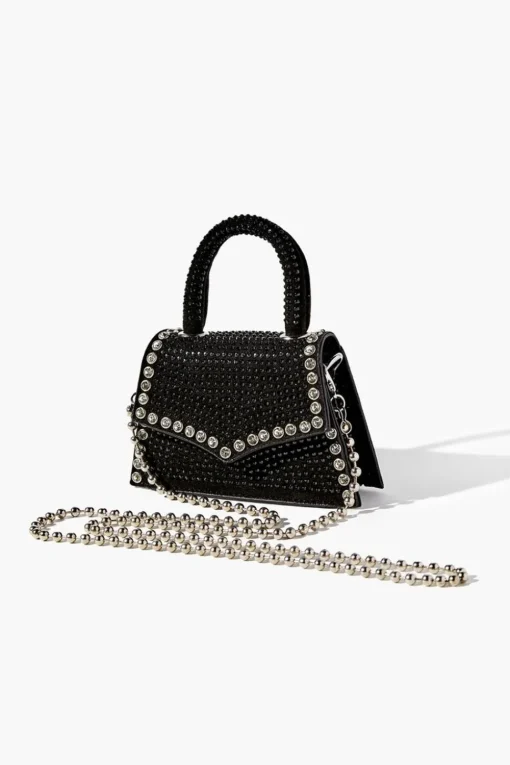 Rhinestone-Studded Mini Crossbody Bag