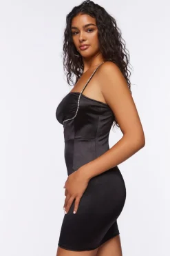 Rhinestone-Trim Mini Slip Dress