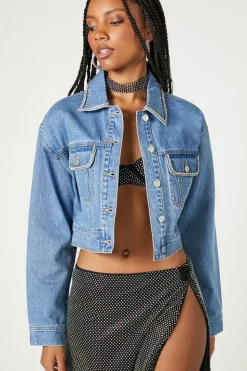 Rhinestone-Trim Trucker Jacket