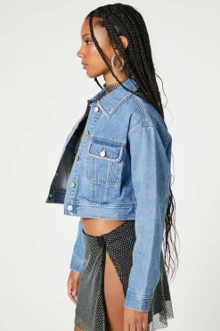 Rhinestone-Trim Trucker Jacket