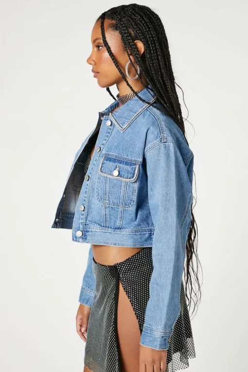 Rhinestone-Trim Trucker Jacket