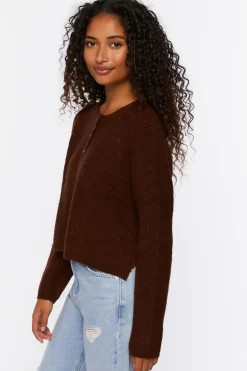 Ribbed Button-Front Sweater