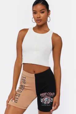 Ribbed Colorblock Biker Shorts