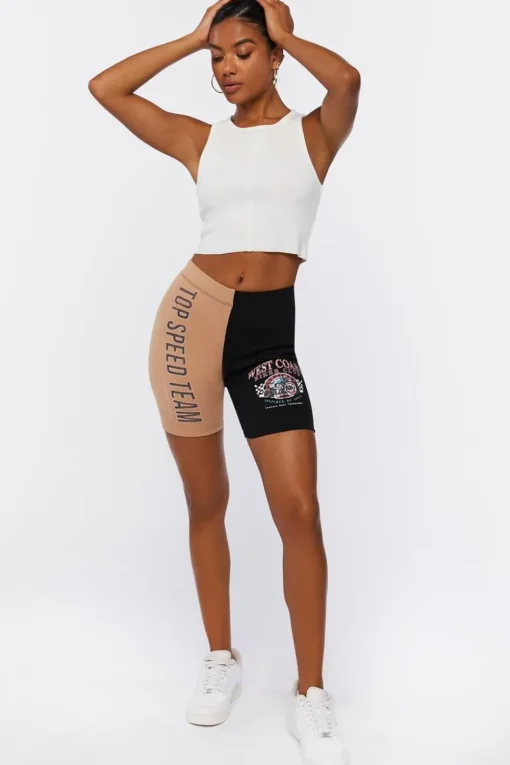 Ribbed Colorblock Biker Shorts