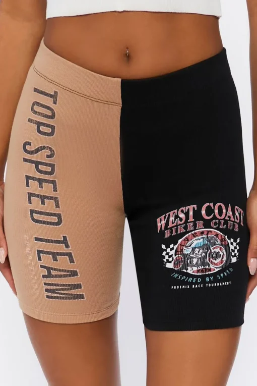 Ribbed Colorblock Biker Shorts