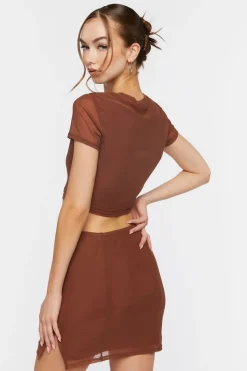 Ribbed Cropped Tee & Mini Skirt Set