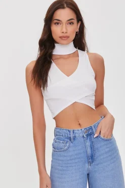 Ribbed Crossover Cutout Crop Top