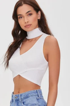 Ribbed Crossover Cutout Crop Top