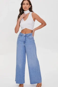 Ribbed Crossover Cutout Crop Top