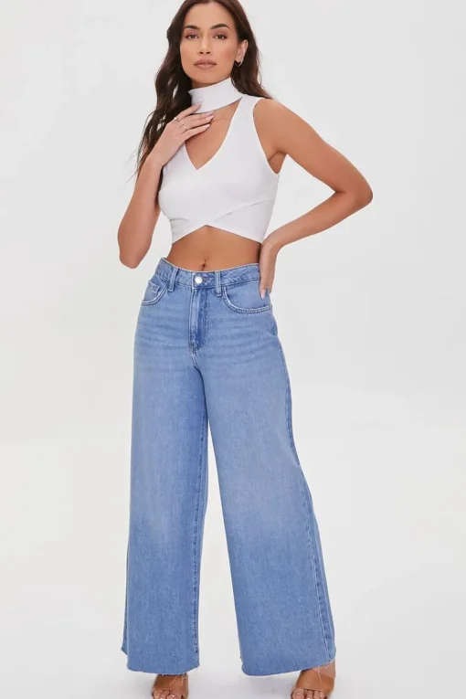 Ribbed Crossover Cutout Crop Top