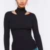 Ribbed Cutout Sweater-Knit Top