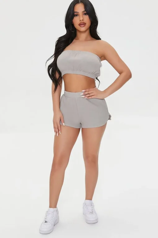 Ribbed Dolphin-Hem Shorts