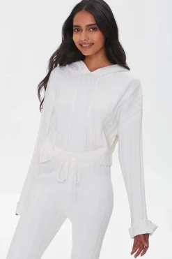 Ribbed Drawstring Hoodie