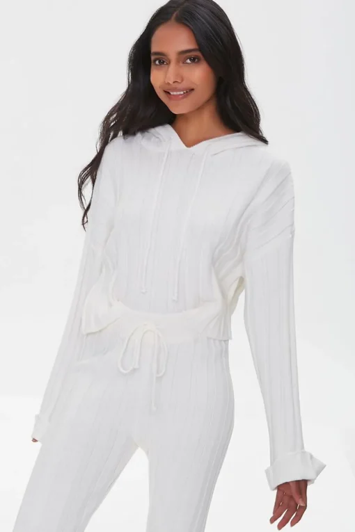 Ribbed Drawstring Hoodie